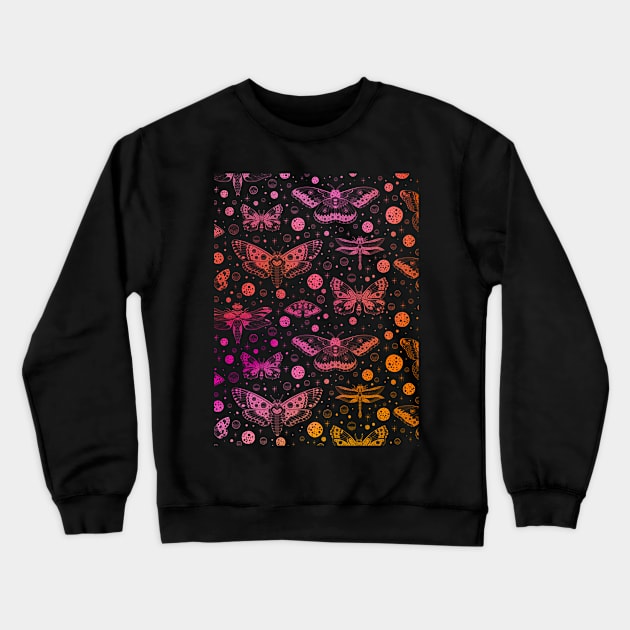 Pink and Orange Butterfly Pattern Crewneck Sweatshirt by rosiemoonart